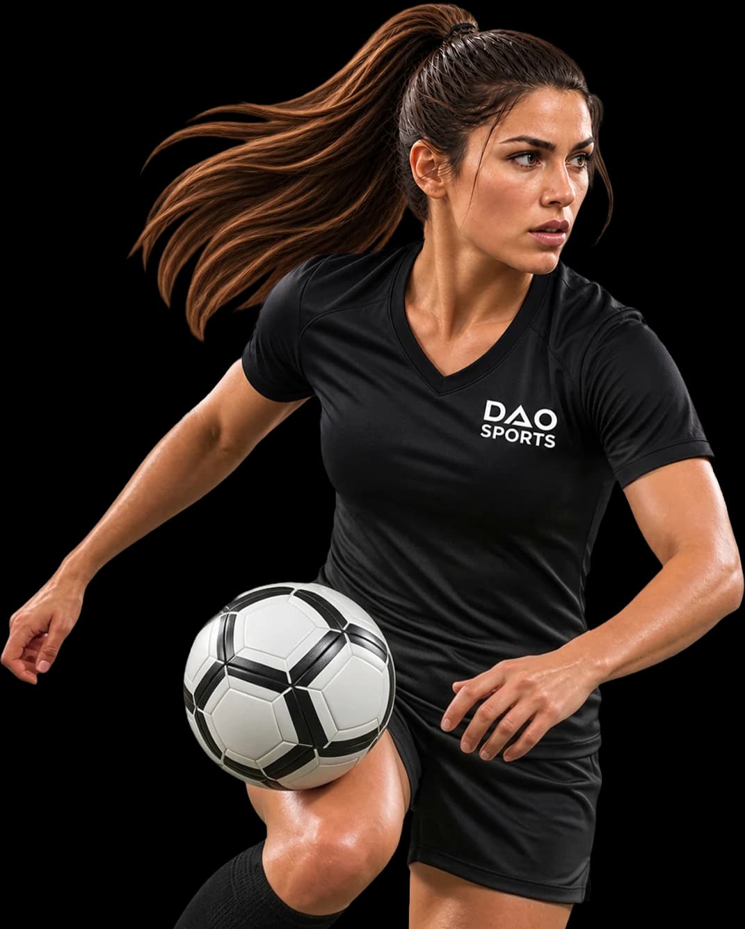 Women’s Division athlete controlling a soccer ball